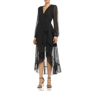 WAYF Only You wrap high low black silk Hi-Lo dress XS S